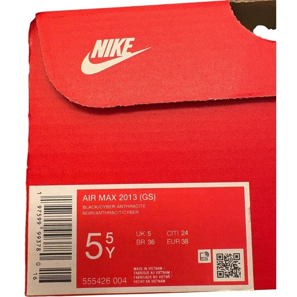 New Nike Air Max GS Kids Running Shoes Black Cyber Anthracite Yellow Size 5.5Y